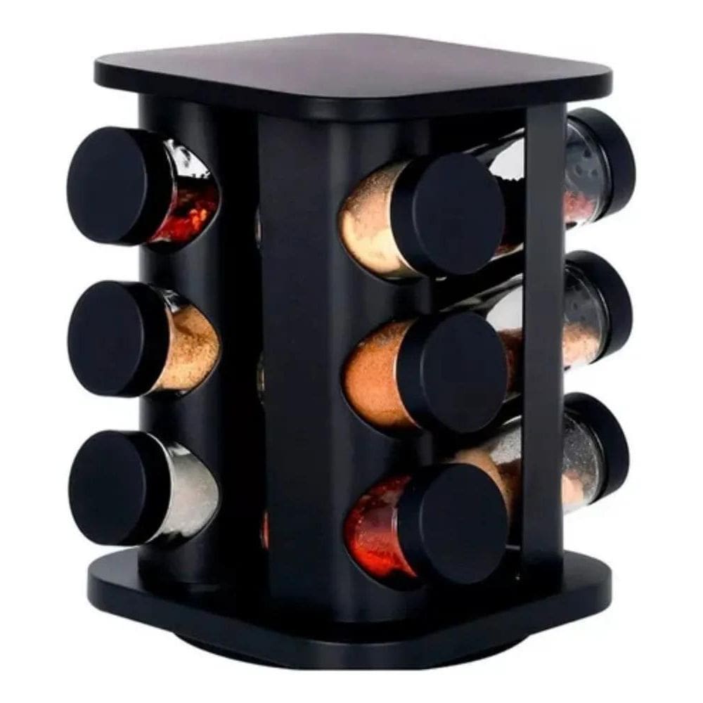 3X Porta Condimentos Temperos 12 Potes Com Base Giratória