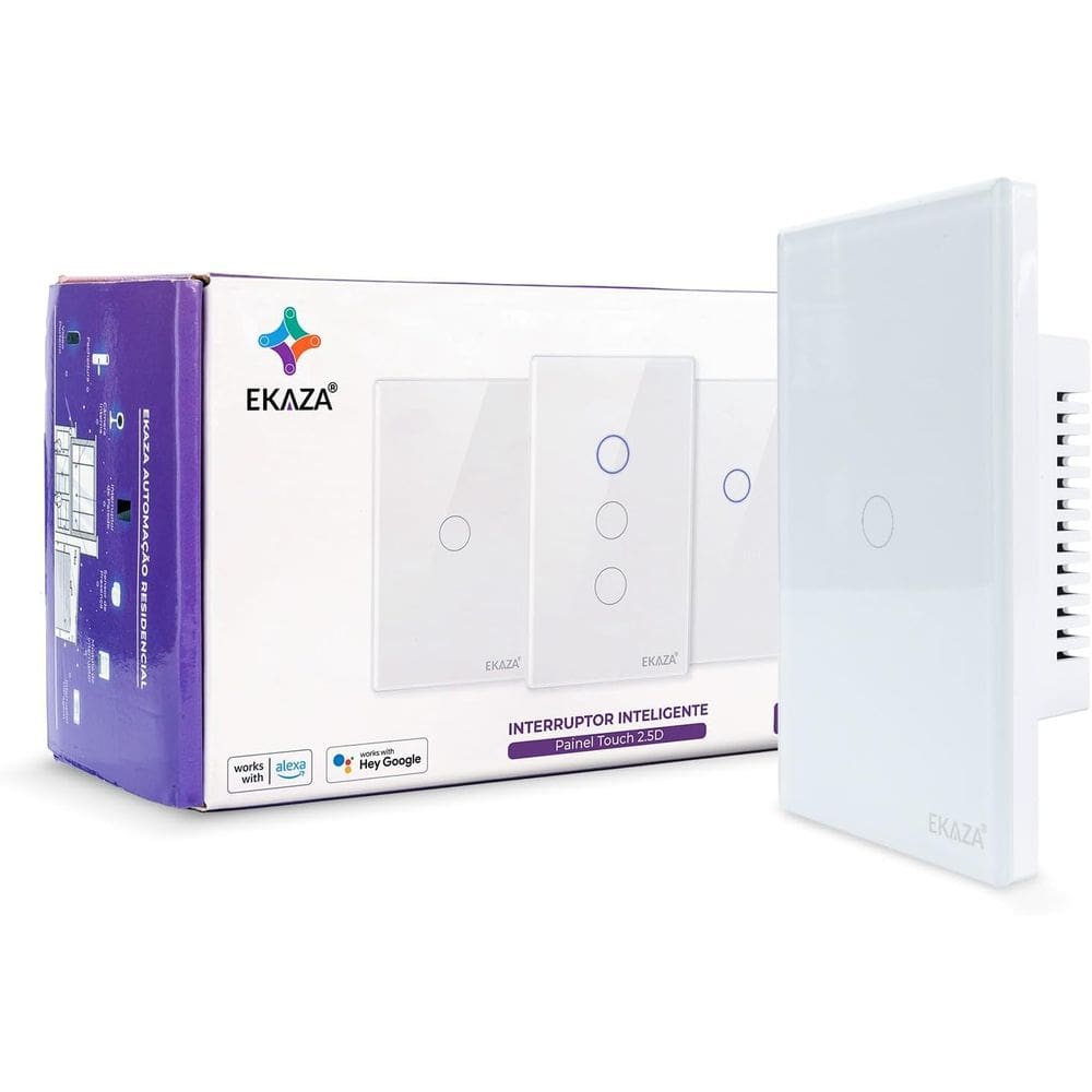 Interruptor Inteligente Wi-F 1 Botão 4x2 Branco Google home e Alexa EKAZA  EKAT-T307-1W