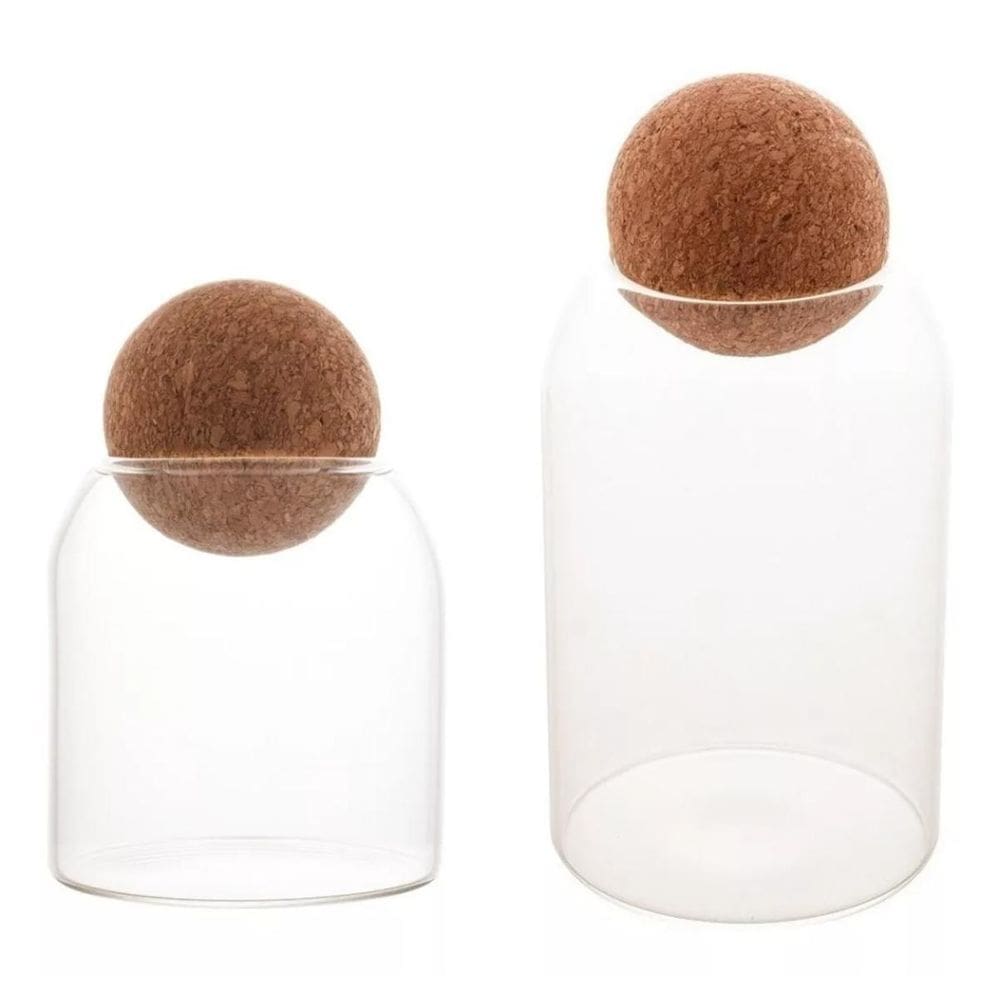Kit 2X Pote Vidro Rolha Cortiça Borossilicato 500 E 800 Ml