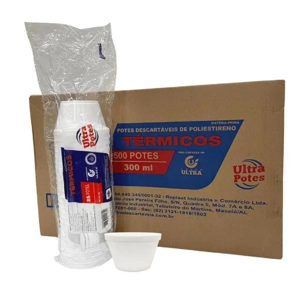 Pote Térmico De Isopor 300Ml Descartável C/500 Caldo Sorvete
