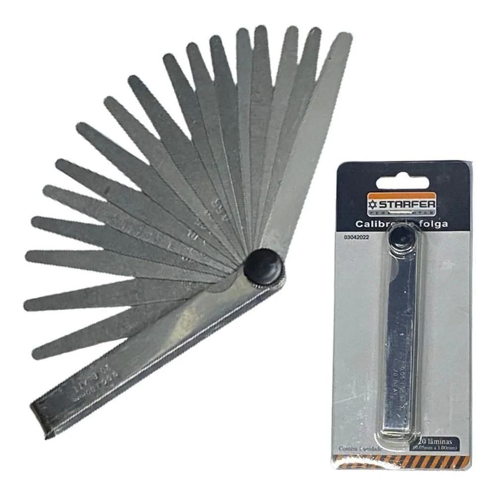 Calibre De Lâmina Folga Válvula Moto 20 Lamina 0.05 A 1.00Mm