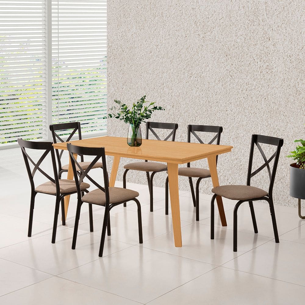 Mesa de Jantar Millena 160cm em Madeira Maciça Estilo Contemporâneo Imbuia