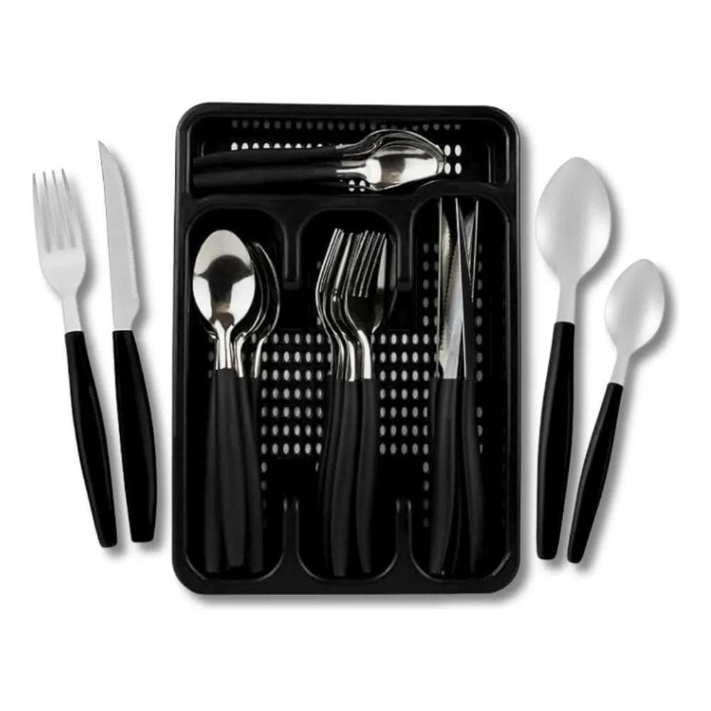 10X Jogo De Talheres 24 Peças Aço Inox Completo Com Suporte