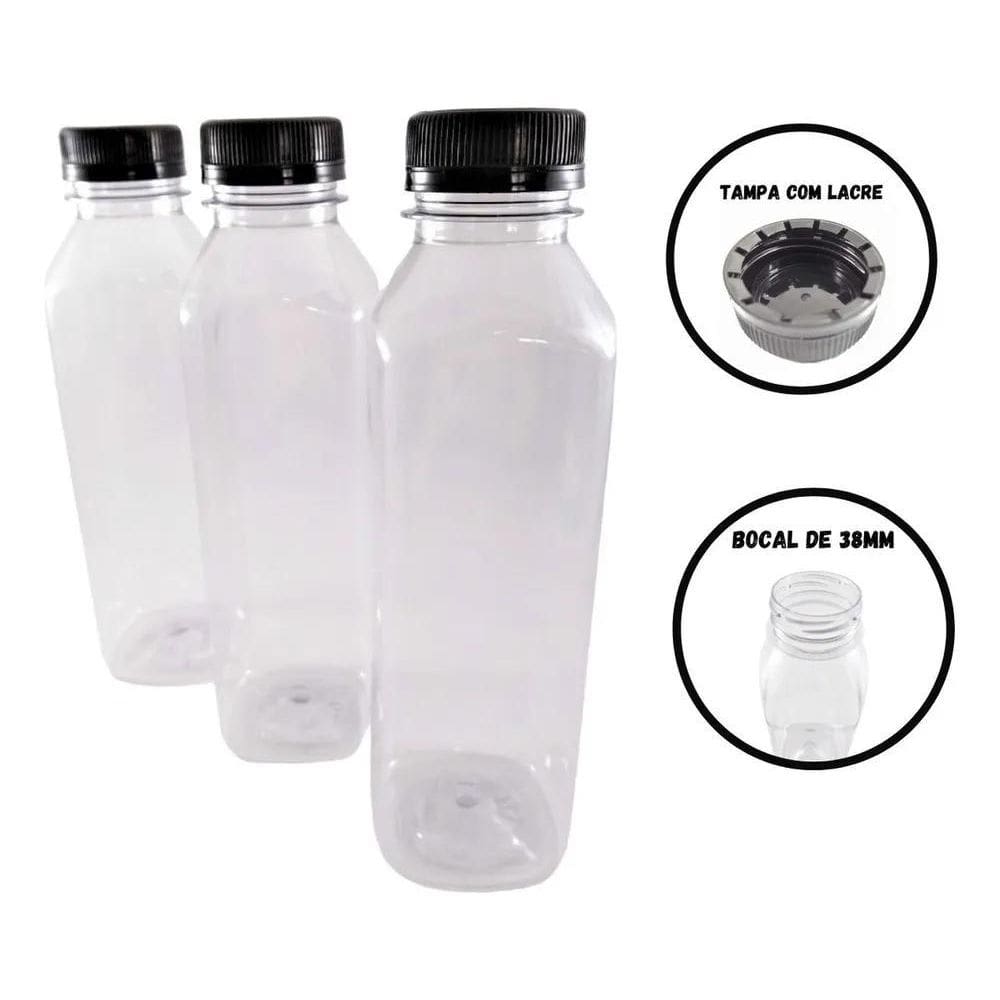 2X 20 Garrafa Pet Plástica Tampa Com Lacre 500Ml Descartável