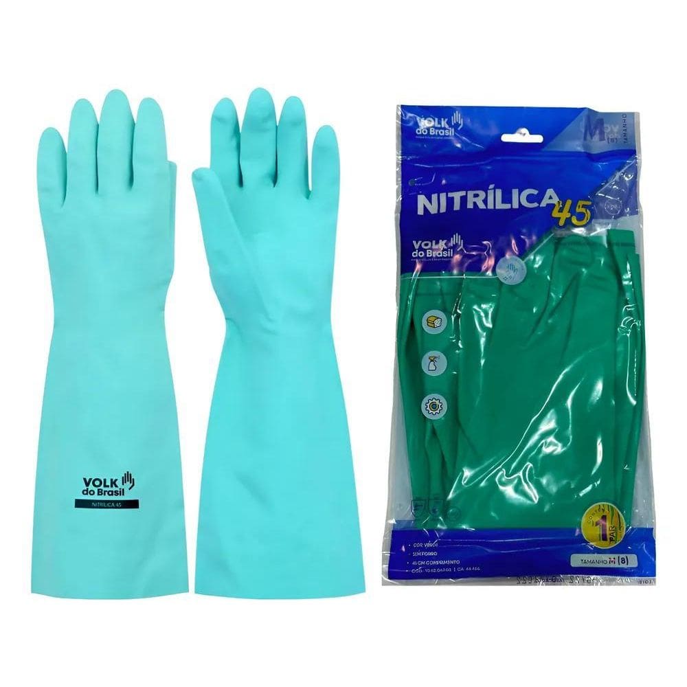 Luva Nitrílica Verde Cano Longo 45Cm Produtos Quím 9  G