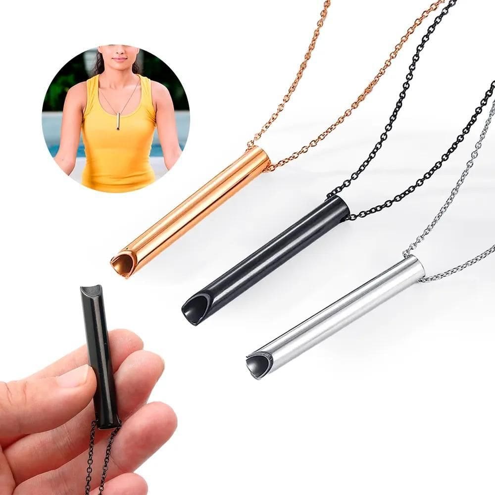 Colar Masculino Apito Alivio Ansiedade Titânio Preto