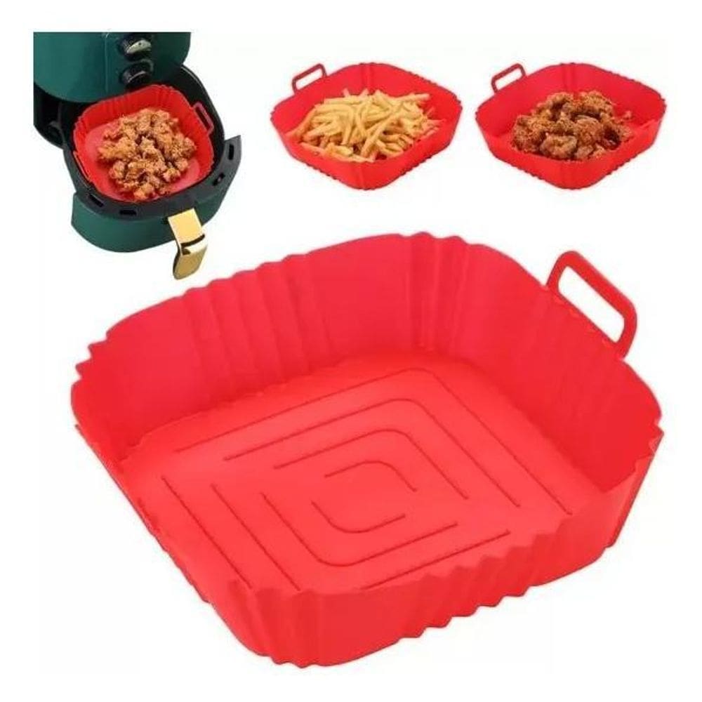 Forma Silicone Grande Air Fryer 22Cm Quadrada Antiaderente