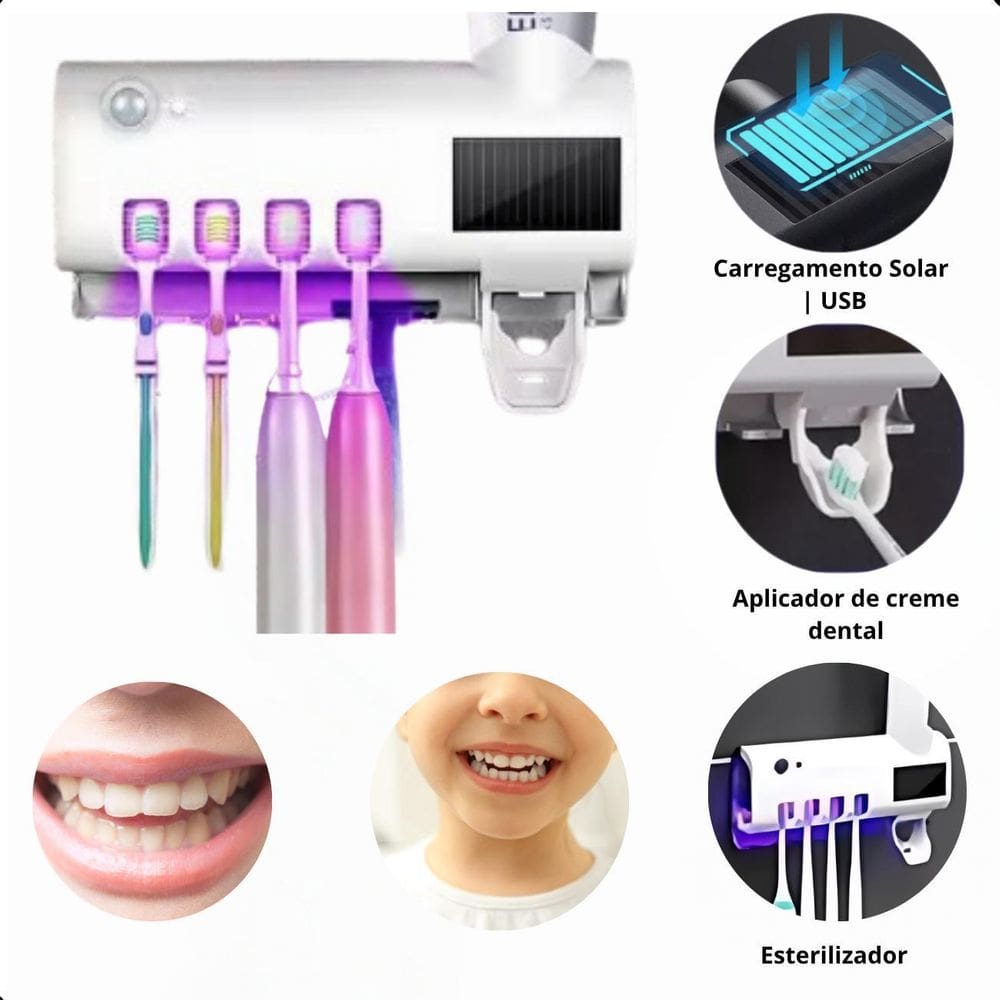 Suporte Pasta De Dente Dispenser Automático E Esterilizador