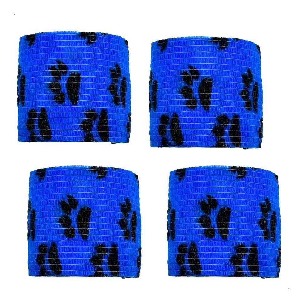 Kit 4Un Bandagem Elástica Flexível S/ Látex 5Cm Azul/Patinh