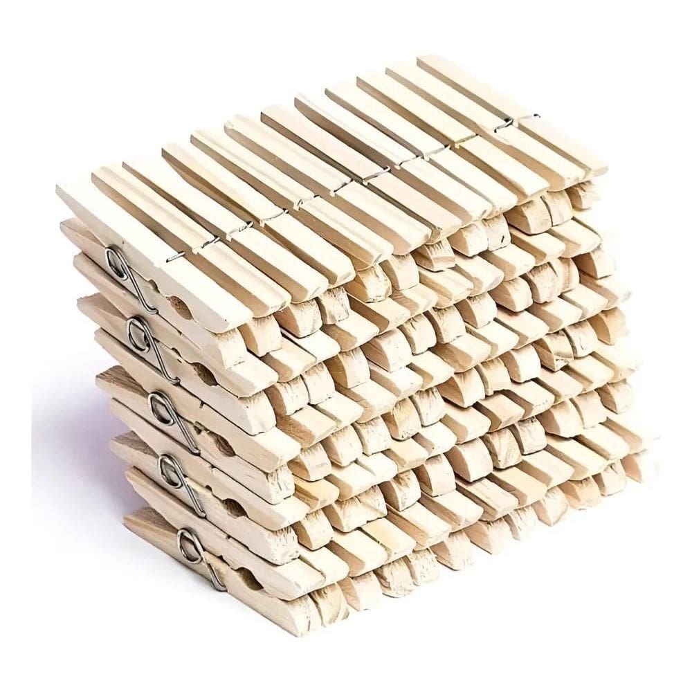 2X Kit 60 Pregadores De Madeira Grande Gigante Prendedor Rou
