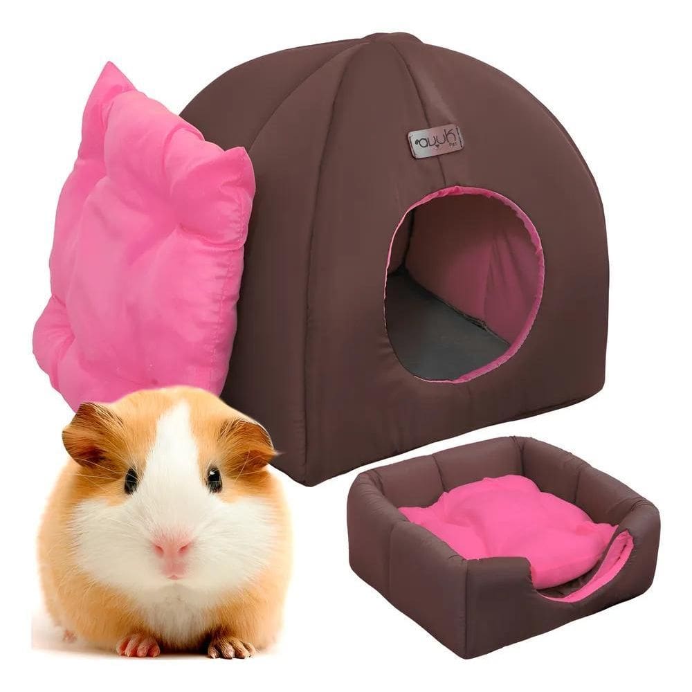 Toca + Almofada Para Chinchila Porquinho Da India Moranguete