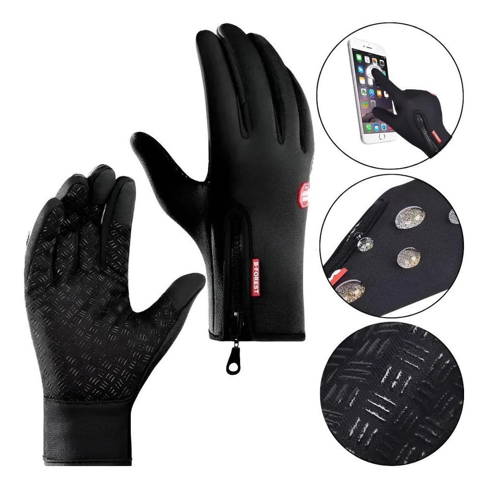 Luva Para Moto Bike Térmica Impermeável Touch Preto Pp