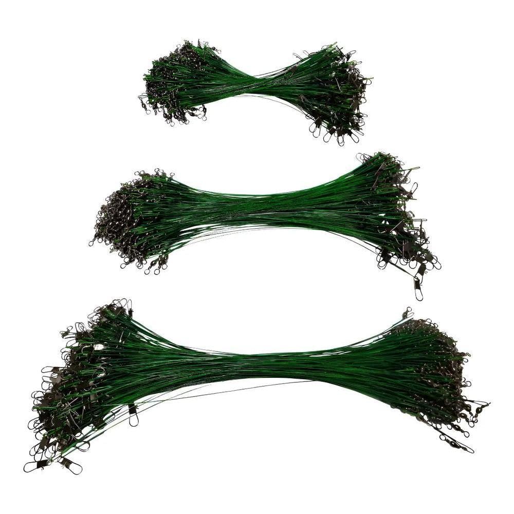 Kit 60 Chicote Pesca Cabo Aço Com Snap Encastoador Girador 6