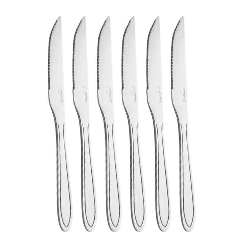Kit 6 Faca Para Churrasco Lamina Aco Inox 21Cm