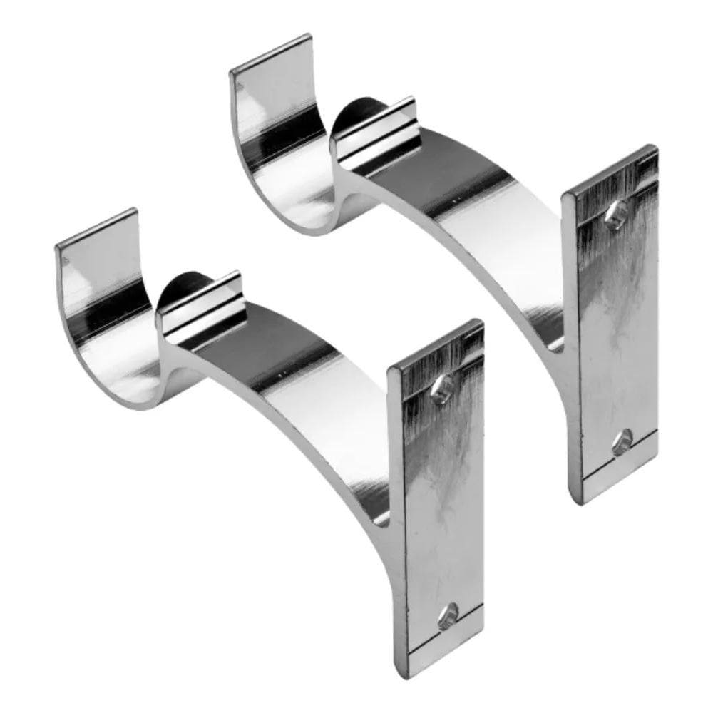 Kit 2 Suportes Parede Para Varão Cortina 28Mm Cromado