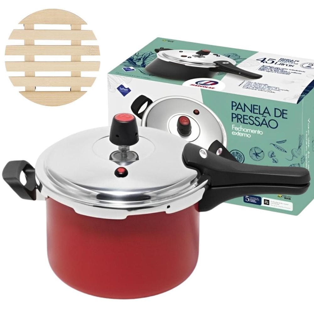 Panela De Pressão 4,5 L Fechamento Externo + Descanso Panela