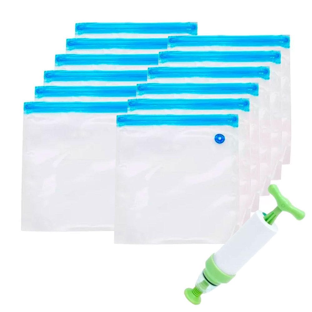 Kit 12 Sacos Herméticos A Vácuo Tamanho Médio 26X28Cm Zip