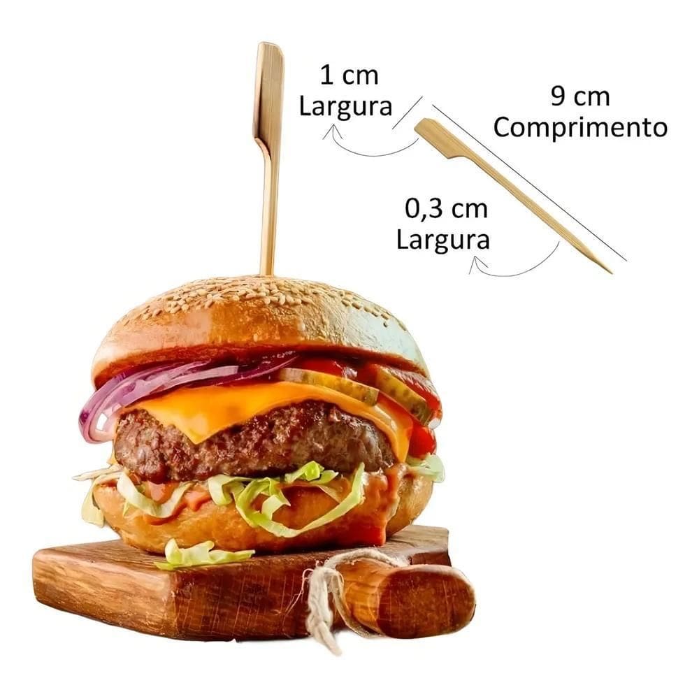 10X 50 Espeto Bambu Golf Petiscos Lanches Espetinho Bamboo