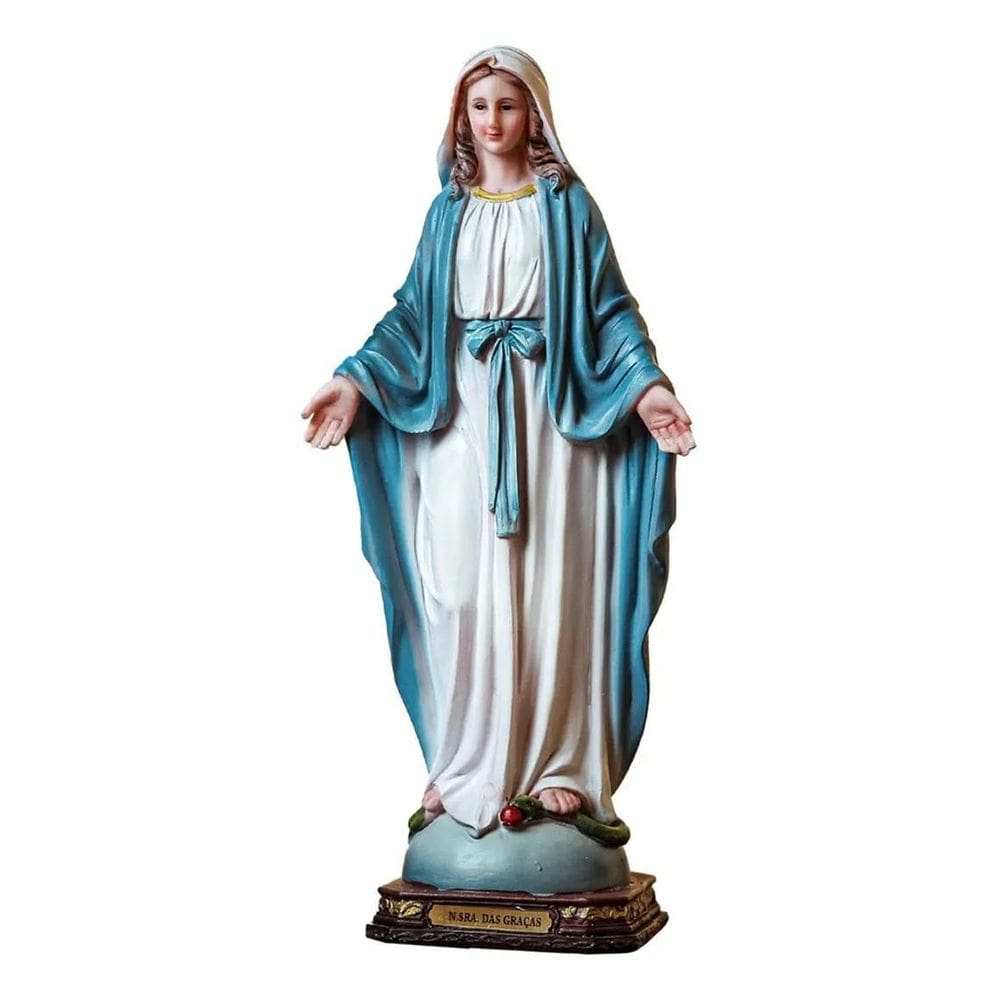 2X Imagem Nossa Senhora Das Graças Resina 30Cm Cor Colorido