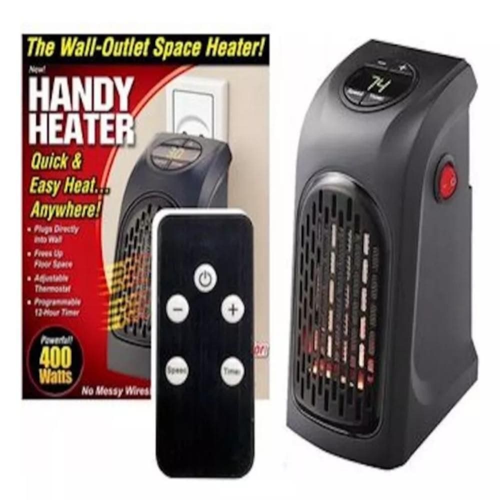 Aquecedor De Ambiente Eletrico Digital Temporizador Mini Portatil Ecologico Com Controle Remoto 400watts Ventilador Escr