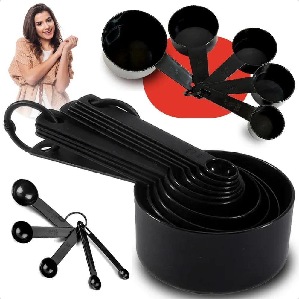 10X Kit 1 Jogo Xícaras E Colheres Medidoras Re