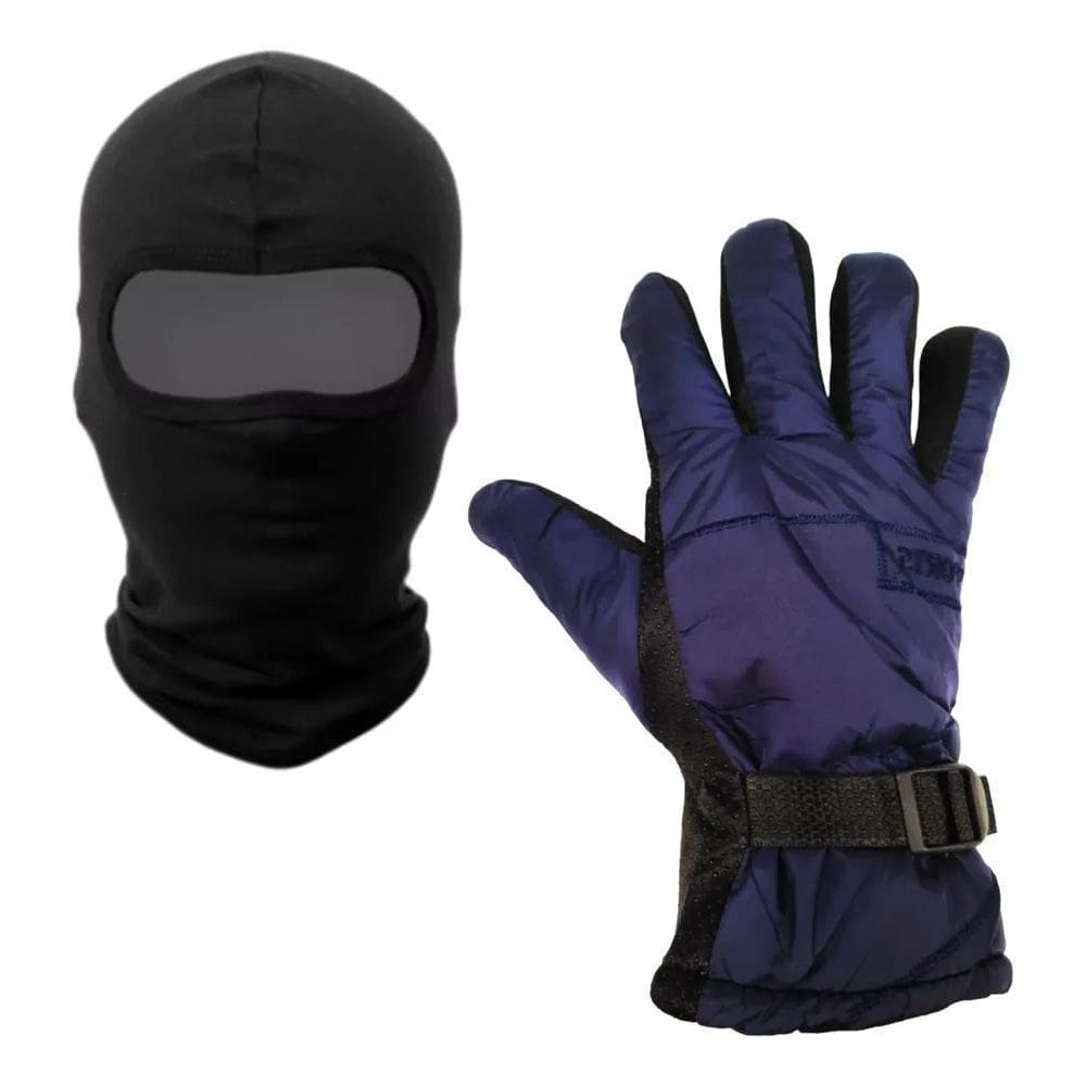 Kit Moto Luva Grossa Resistente To Luva Azul + Balaclava Úni