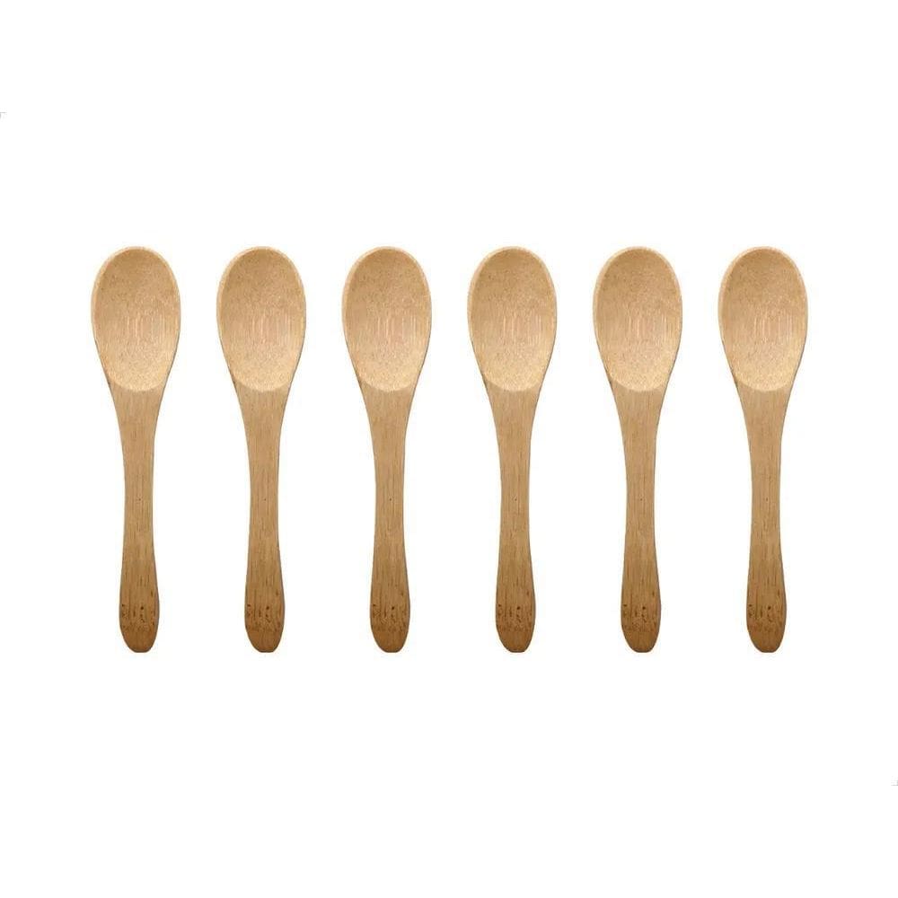 10X Conjunto De 6 Mini Colheres De Bambu Kit Com 6 Cabo Made