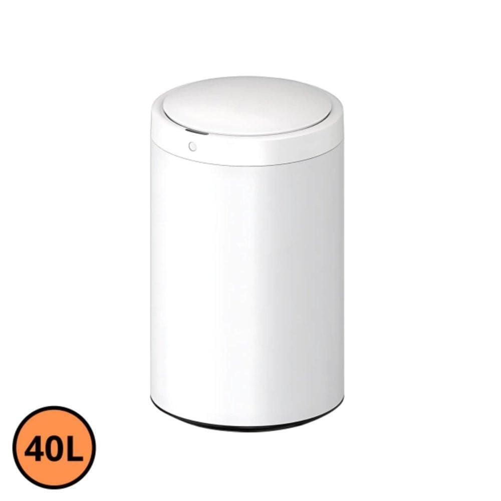 Lixeira Automática Redonda Em Aço Inox 40L Com Sensor-Branca