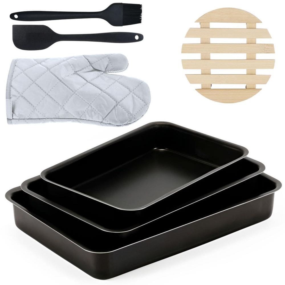 Assadeira 3 Pçs + Descanso Panela + Luva + Pincel + Espátula