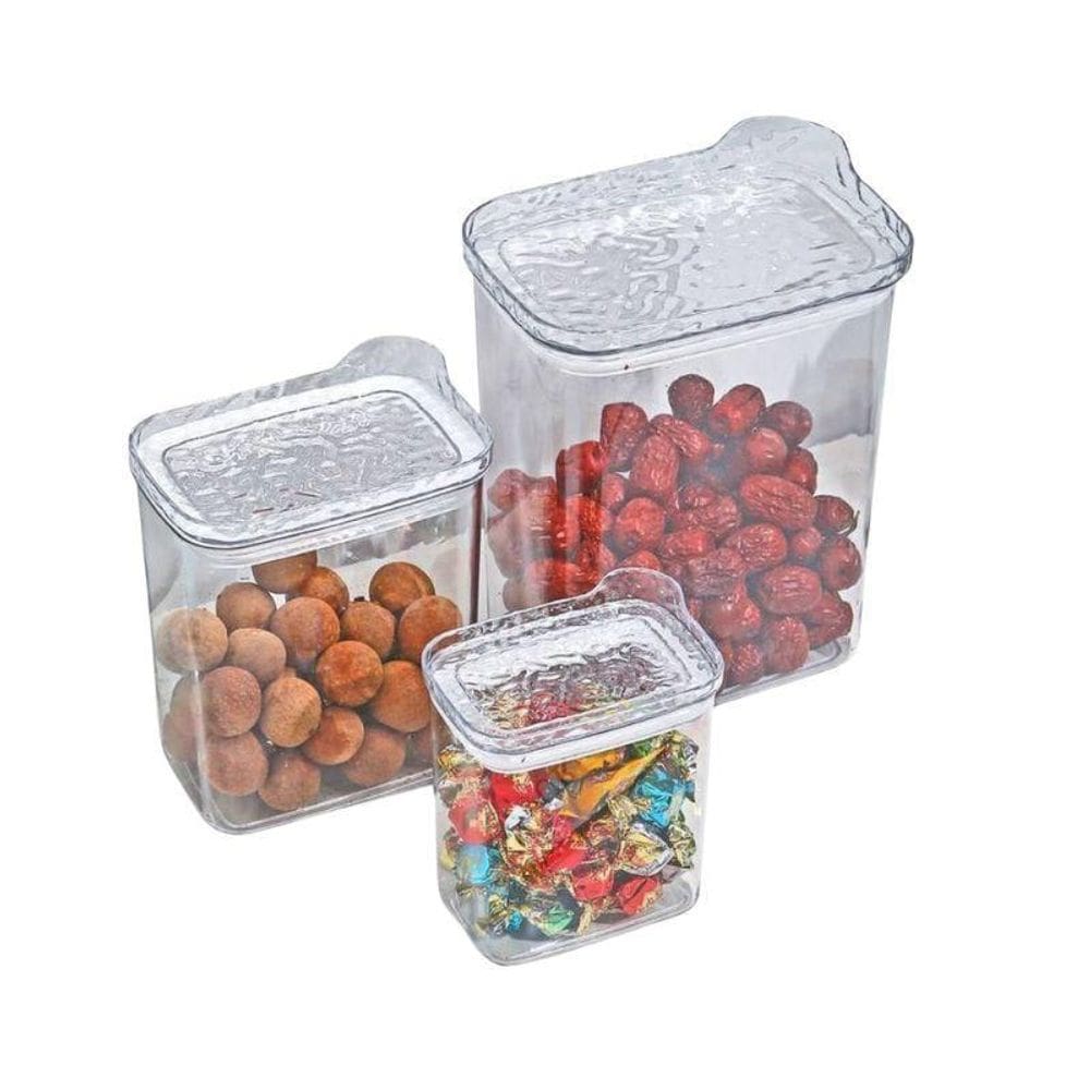 Kit Com 3 Potes Multiuso Com Tampa 400Ml / 900Ml / 2000Ml