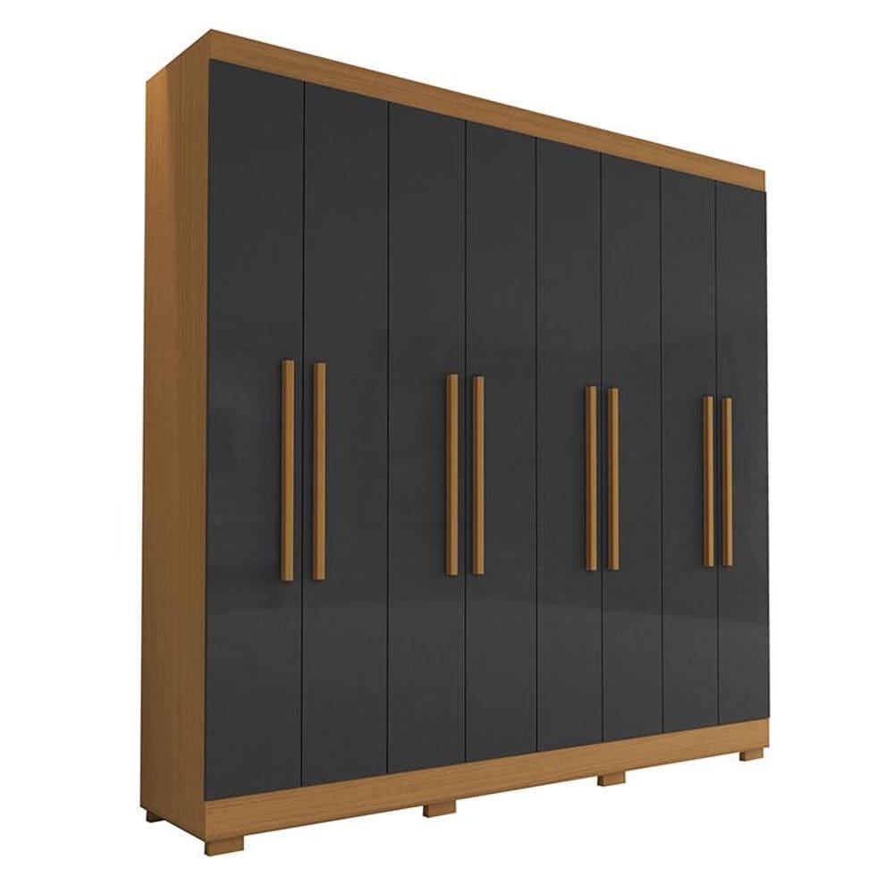 Guarda Roupa Casal Porto 8 Portas 4 Gavetas Freijó Grafite - Aramóveis