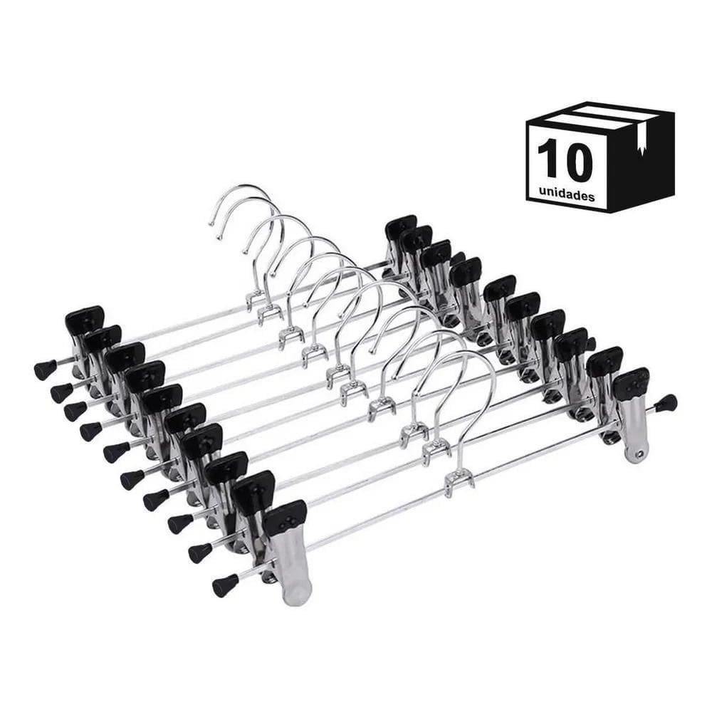 Kit 10 Cabide Presilha-Calça, Saia Ou Bermuda Topen Home
