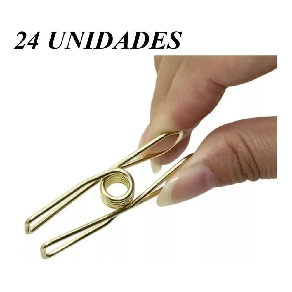 Kit 24Pregadores De Metal Grande Varal Prendedor Roupas Inox