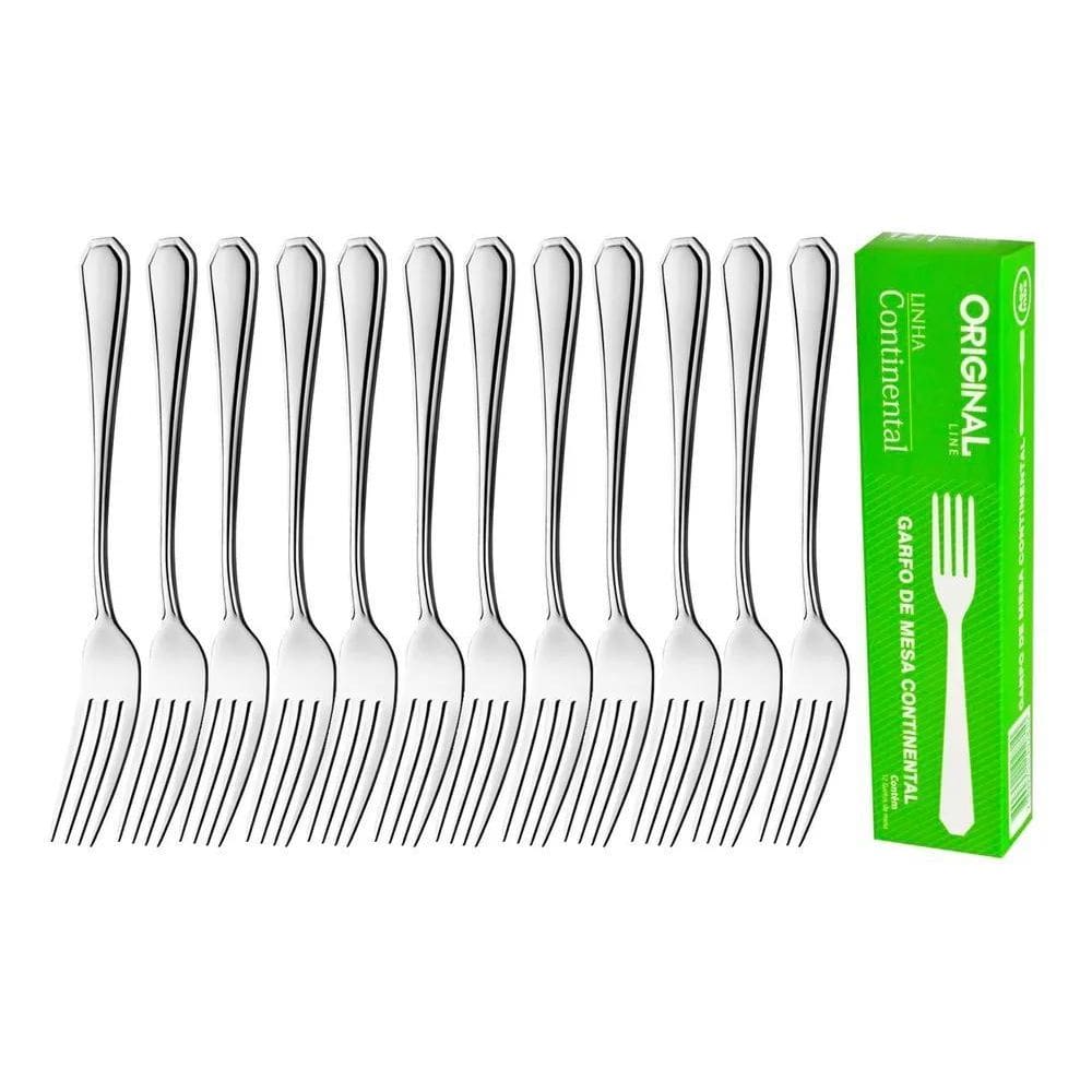2X Jogo Aço Inox 12 Garfo Mesa Churrasco Premium Continental