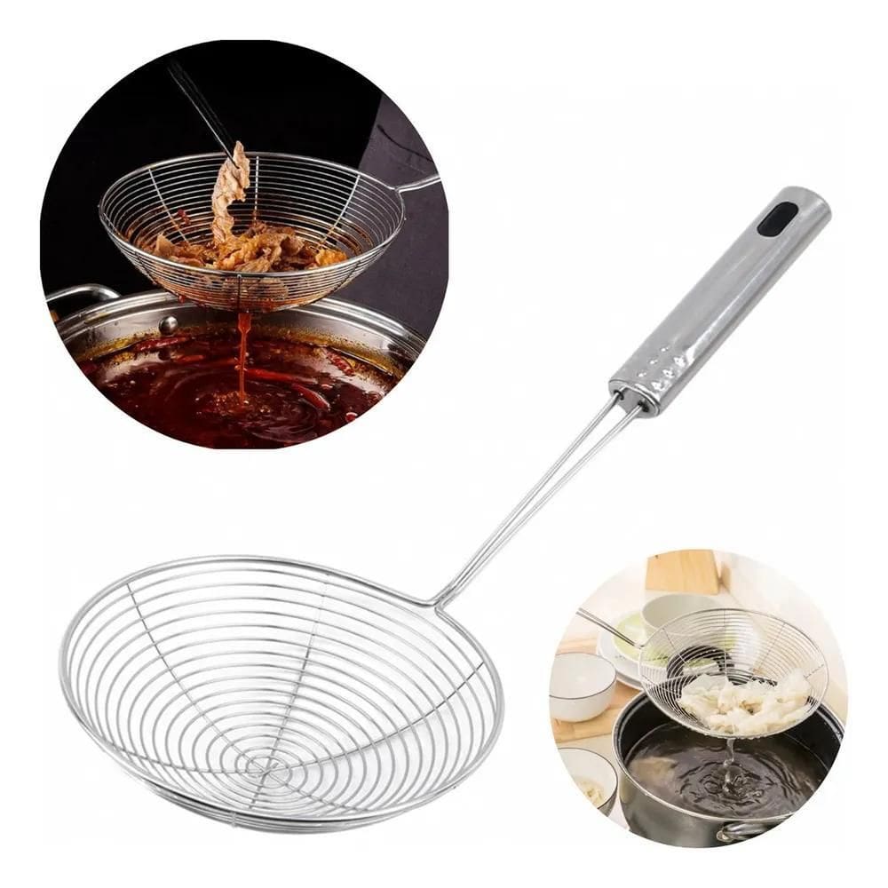 2X Escumadeira Fritura Aço Inox 16Cm Frita Pastel Ke Home Ta