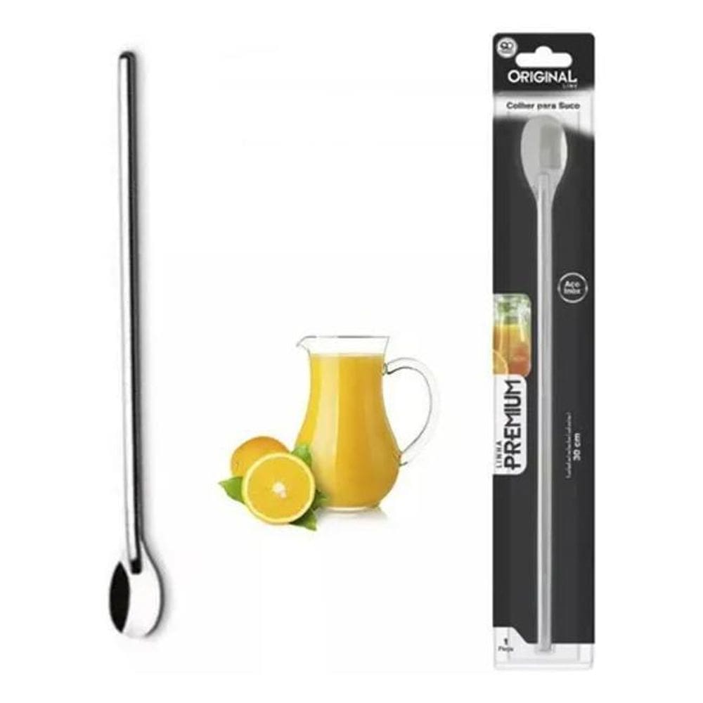 3X Colher Bailarina Longa Inox Para Mexer Suco Leite Jarra