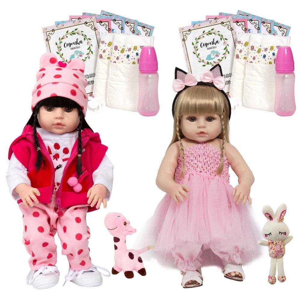 Bonecas Bebê Reborn Gêmeas - Cegonha - Vinil Siliconado