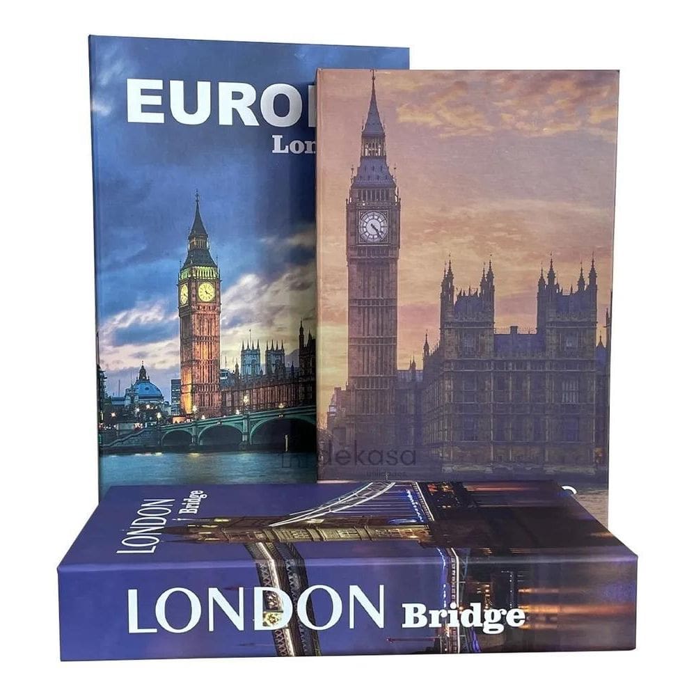 Livro Decorativo Fake Kit 3 Caixa Porta Objetos