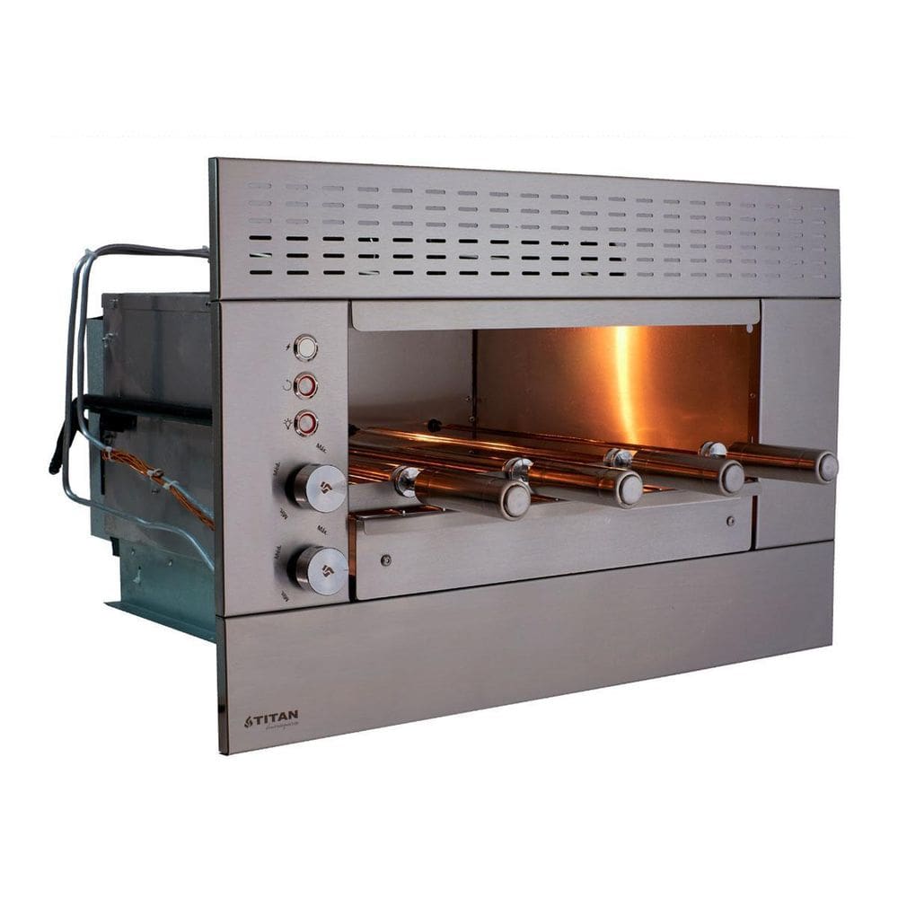 Churrasqueira Embutir A Gás Gn 220V Inox 4 Espetos Painel