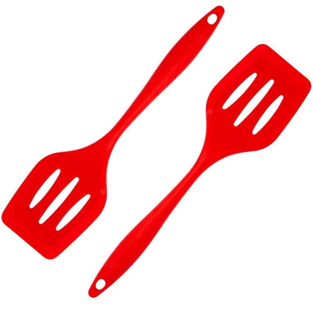 Espatula De Silicone Vazada Vermelha Grande Kit 02 Un