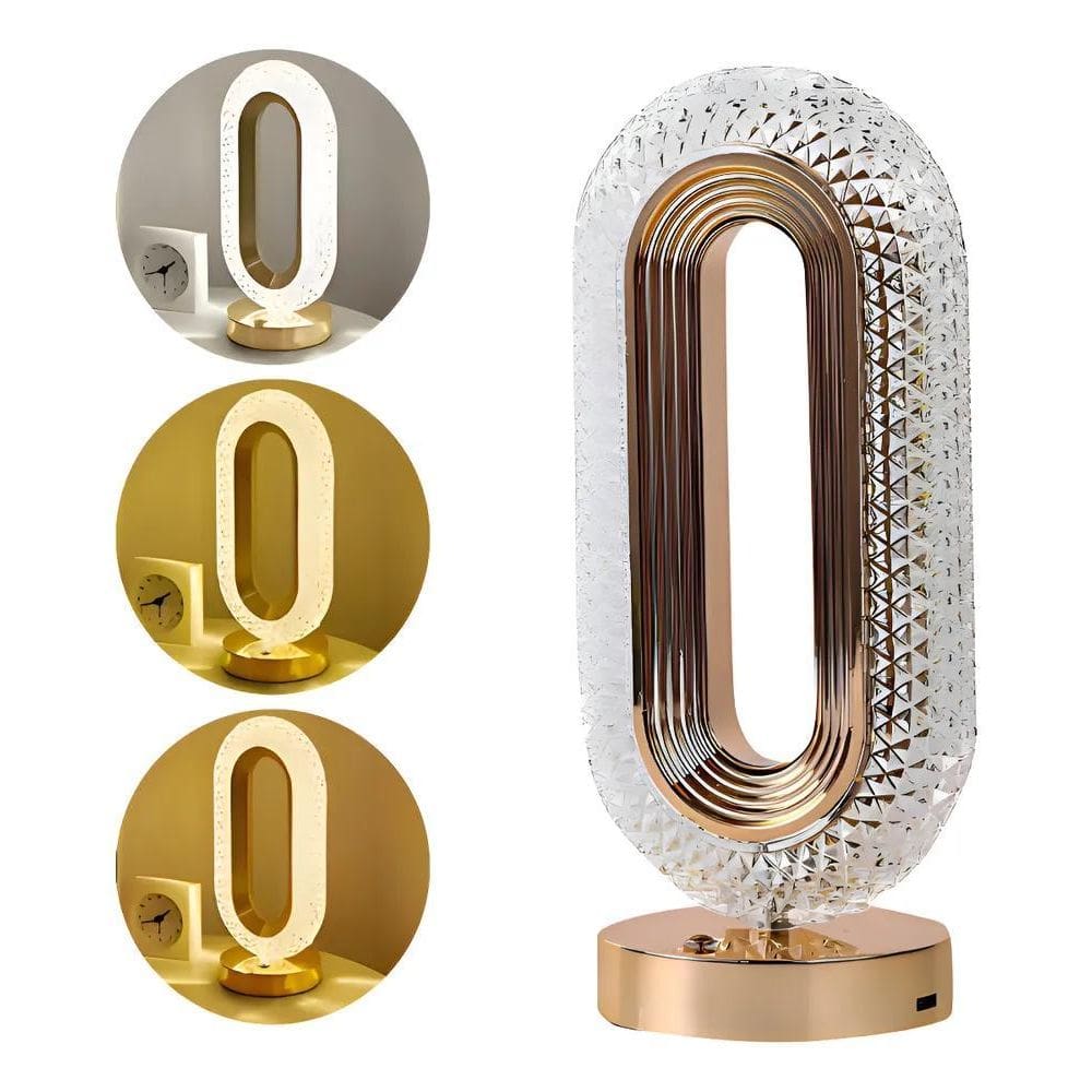 Luminária Abajur Mesa Retro Led Cristal Touch 3 Niveis Doura