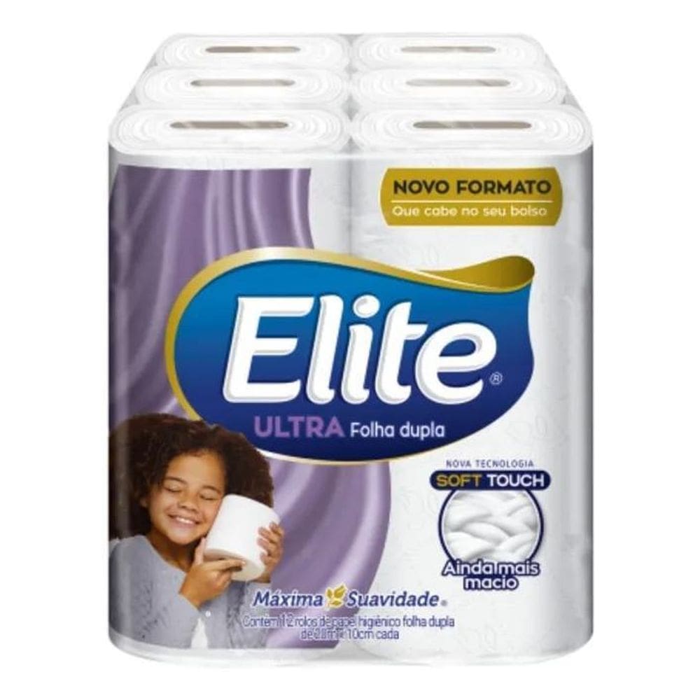 10X Papel Higiênico Folha Dupla Ultra 12 Rolos 20M Elite