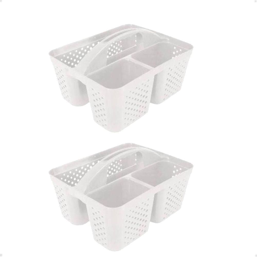Kit 2 Cesto Cestinha Organizadora Multiuso Com Alça Branco