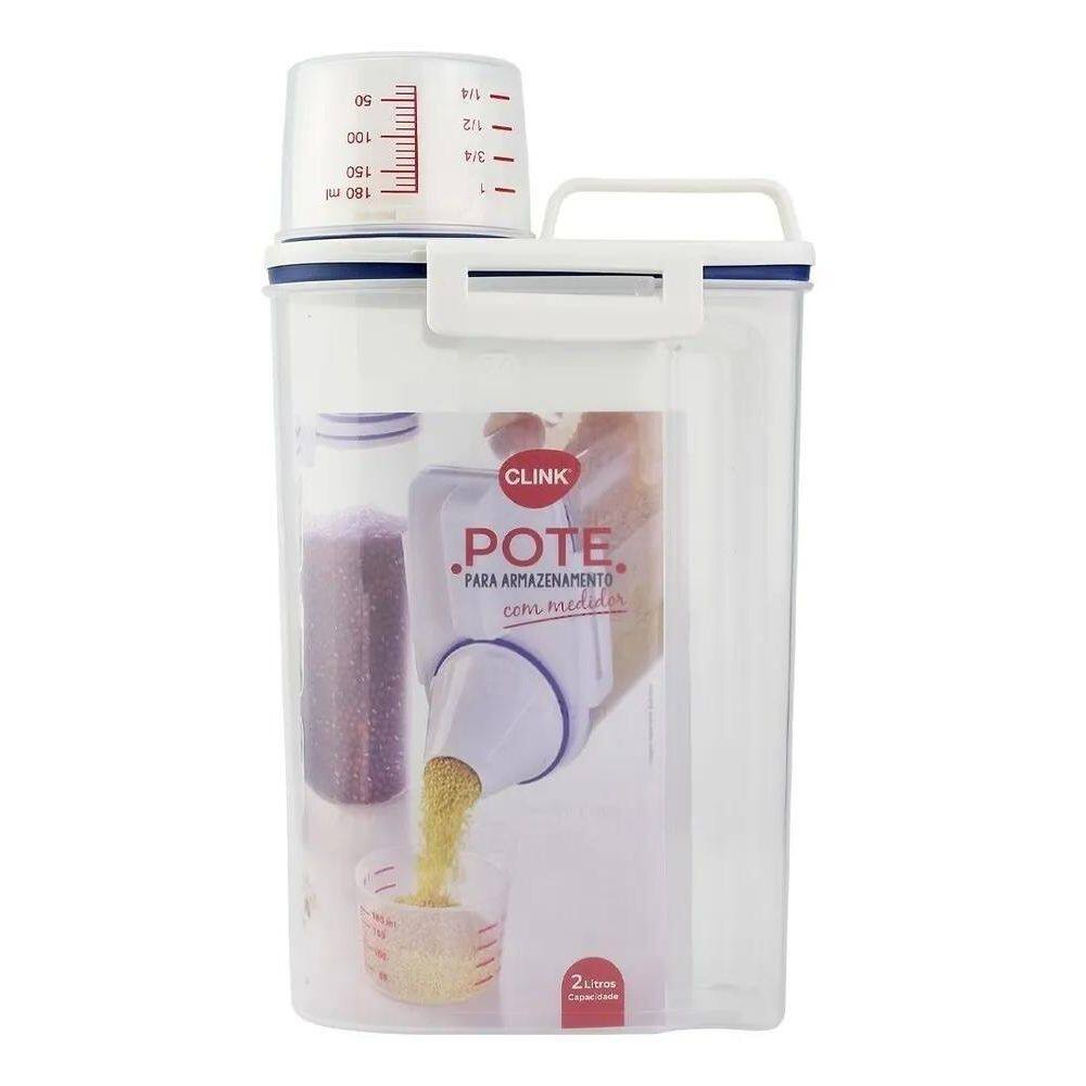 10X Pote Cereais Matinais Hermético Com Medidor Plástico 2L