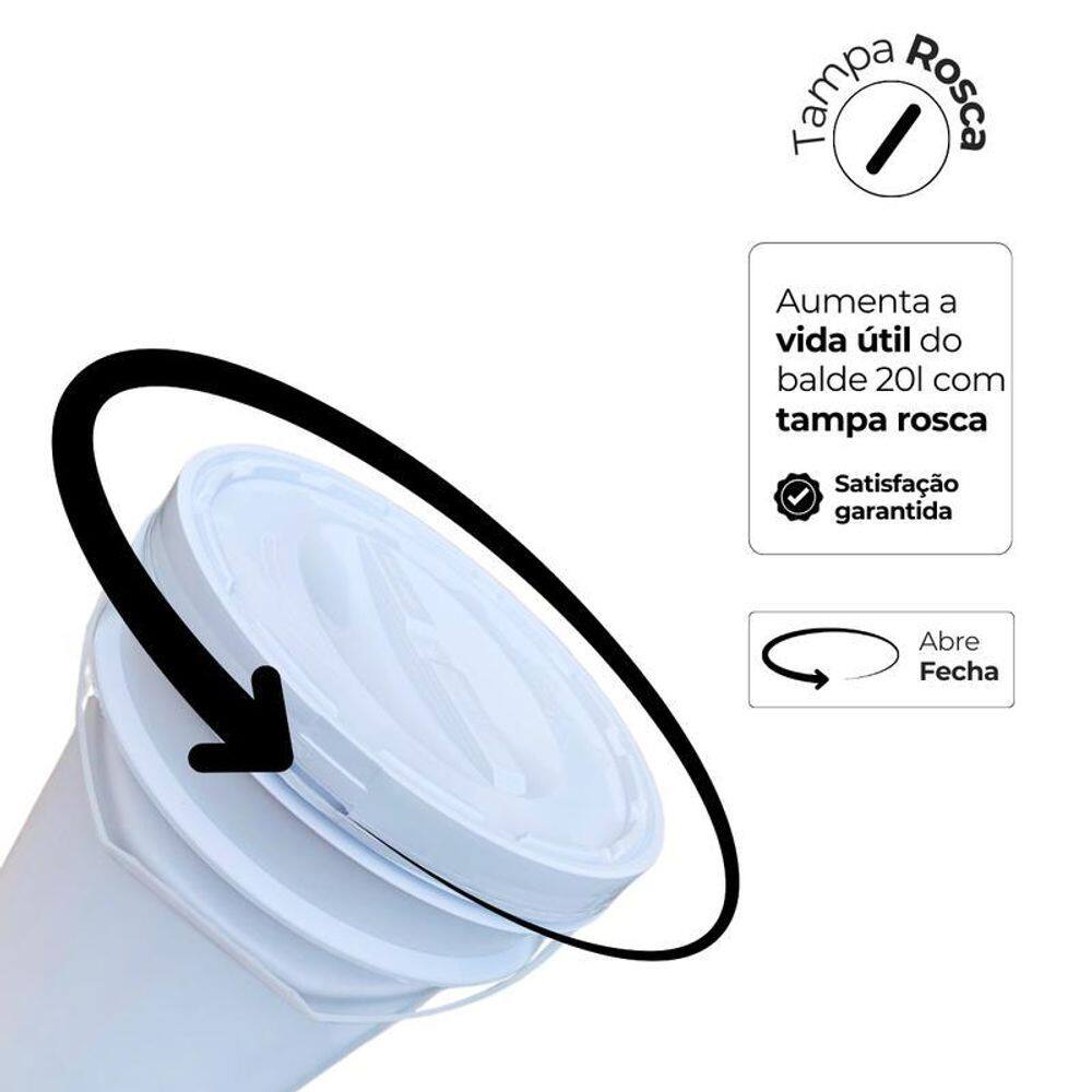 Balde Plástico 20L Tampa Rosca Linha Farmaceutica