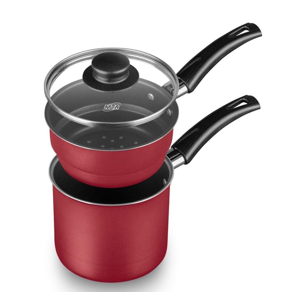 Cuscuzeira Antiaderente Mta 12Cm Cereja Tampa De Vidro