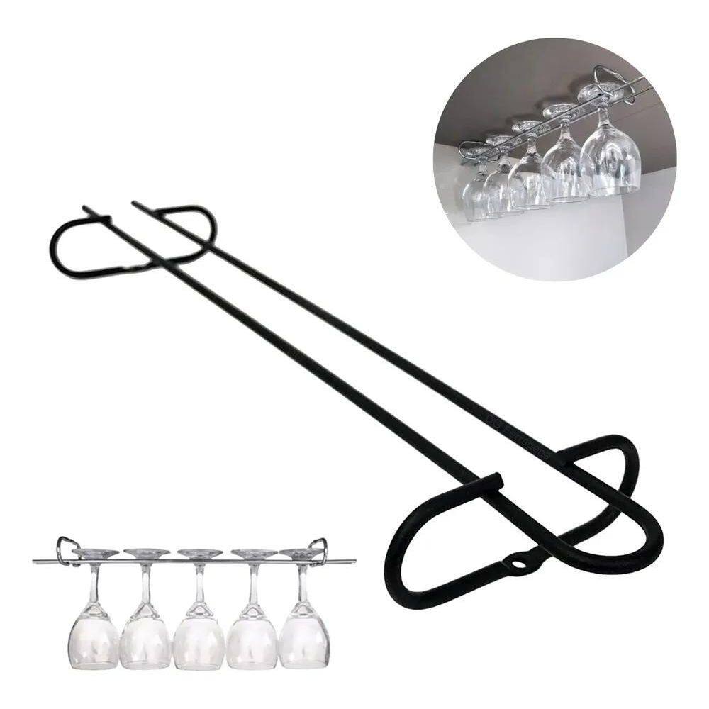 10X Suporte Porta Taças Preto All Black 42Cm De Armário Sus