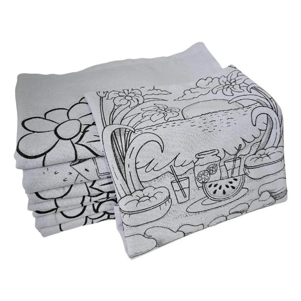 Kit Com 10 Pano De Prato Copa Branco Riscado Para Pintura