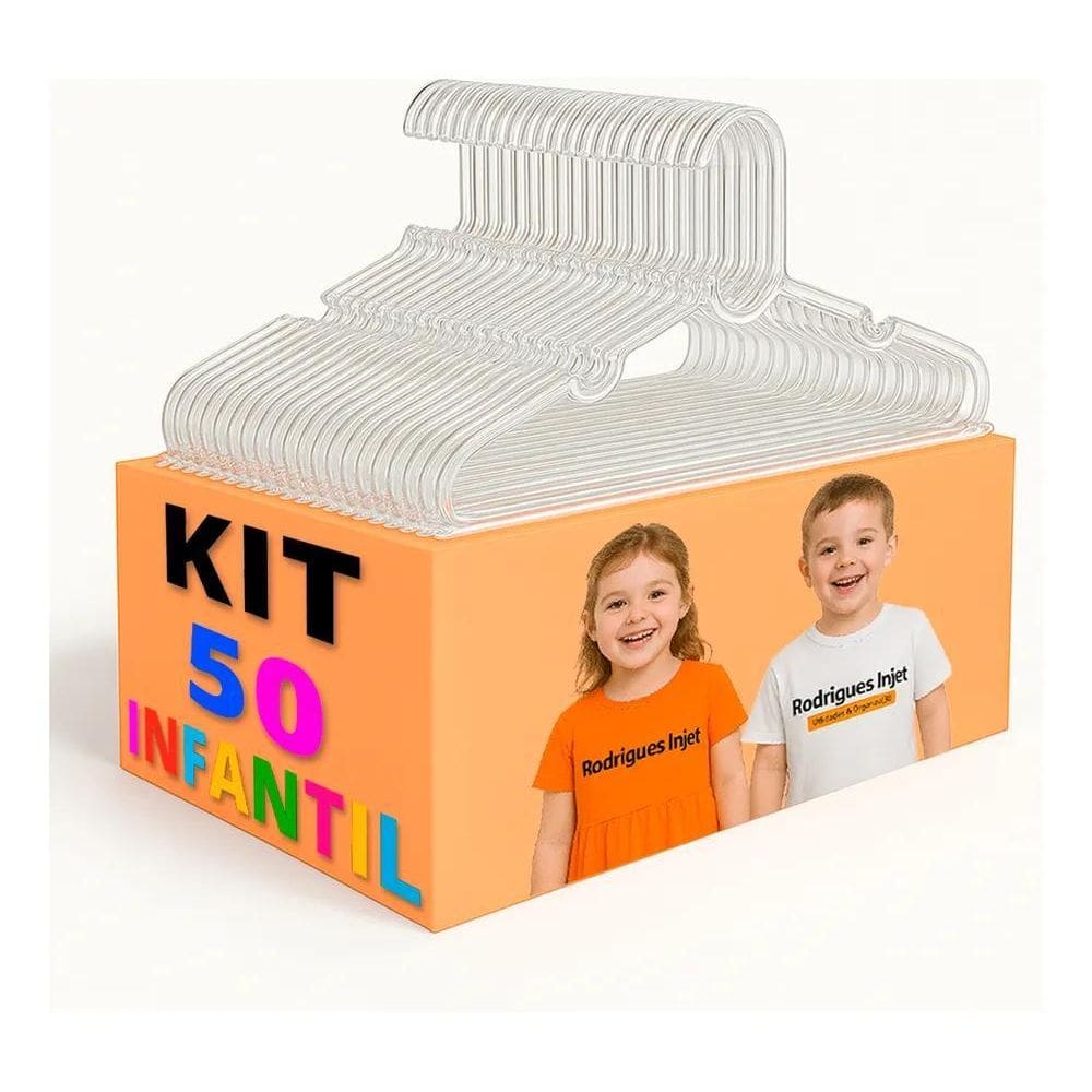 2X Cabide Infantil Acrilico Kit 50 Transparente Organizador