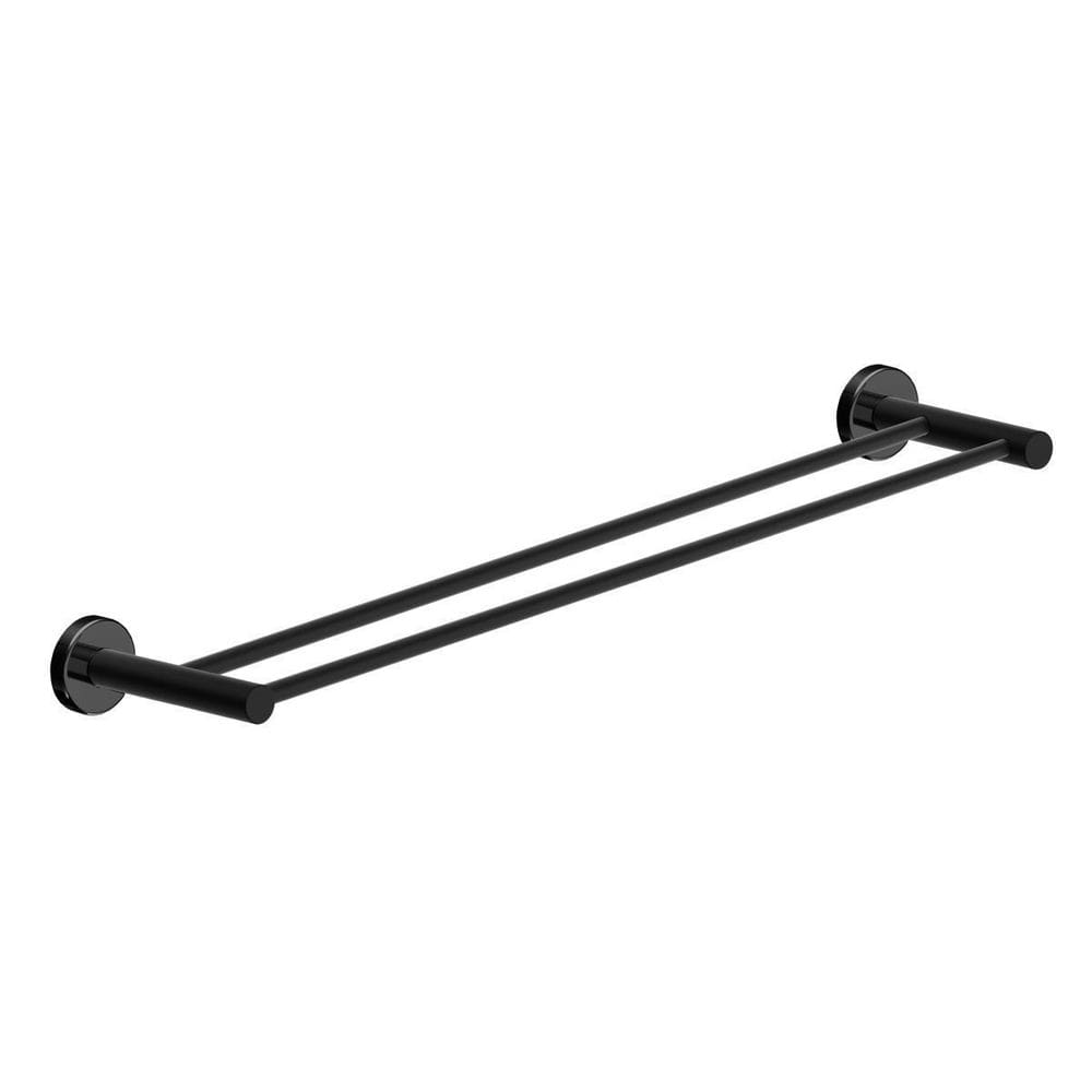 Porta Toalha Toalheiro Duplo Lavabo Preto Fosco Atenas 65Cm